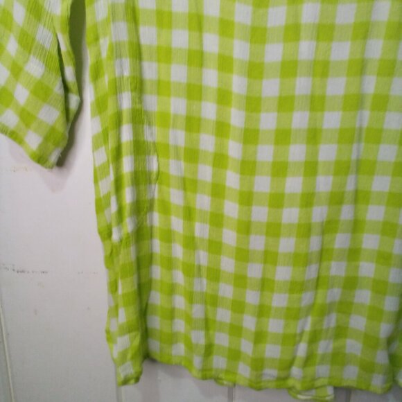 Soft Surroundings Shirt Women S Half Sleeve V-Neck Plaid Gingham Green - Picture 6 of 16